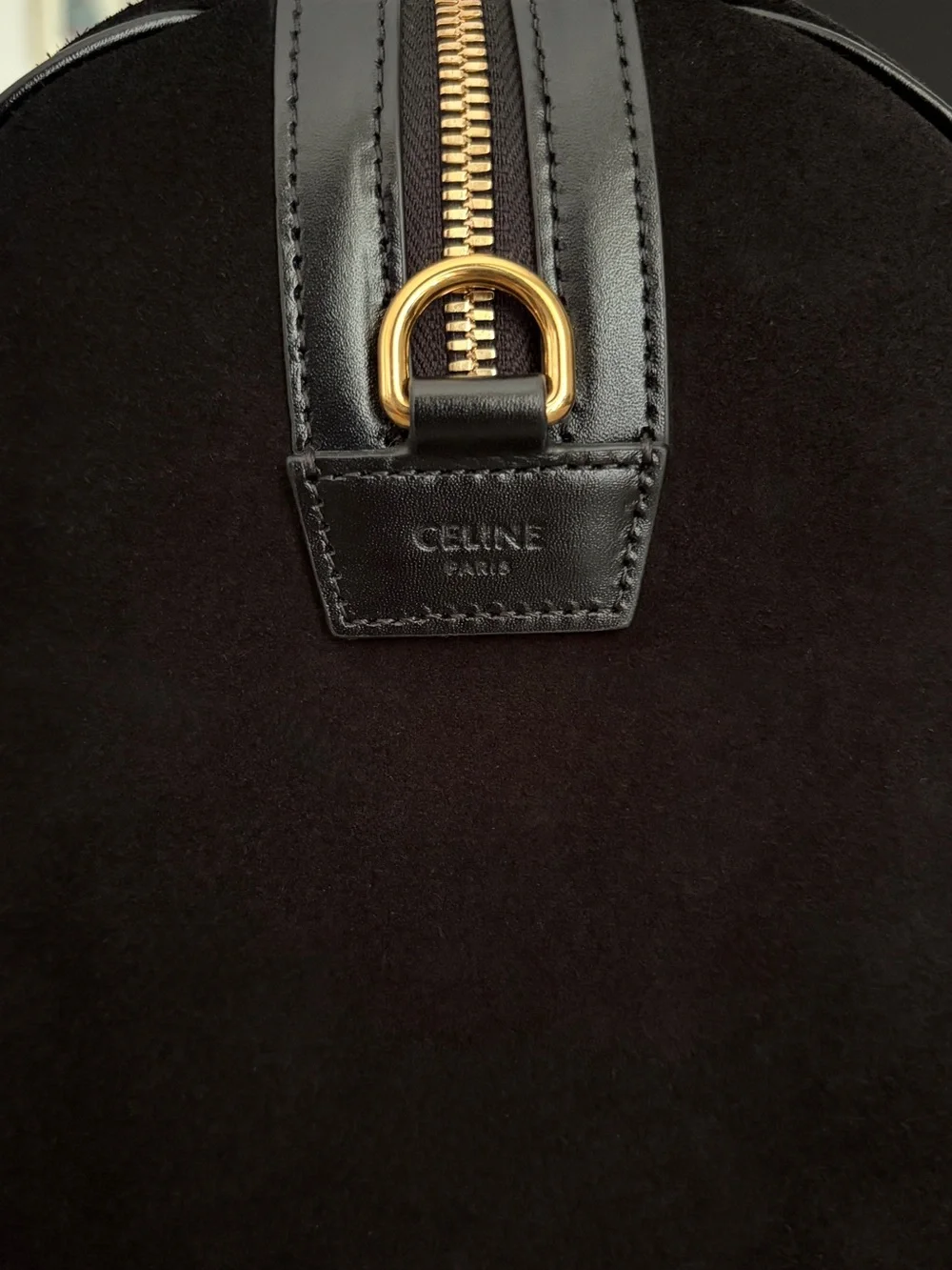 Celine Large Boston Bag in Black Suede